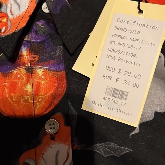 𝅺nwt Small SSLR Halloween Button Up Long Sleeve Shirt - Picture 3 of 5